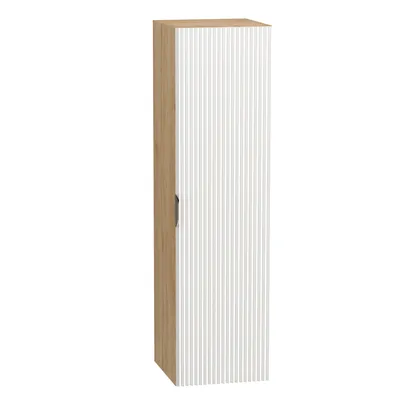 Obrázek produktu pro WENA Koupelnová skříňka, žebrovaná čela, bílá / dub, 1 dvířka s tichým dovíráním, š/v/h cca 33/120/33 cm