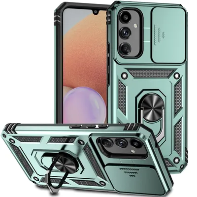Obrázek produktu pro Pouzdro pro Samsung Galaxy A34 dvouvrstvé pouzdro s posuvným krytem kamery a prstencovým stojánkem zelené