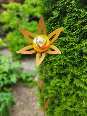 Produktbild von Edelrost Glasblume Ufo, gelb