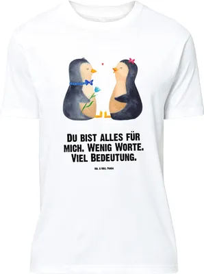 Produktbild von Mr. & Mrs. Panda Größe M T-Shirt Pinguin Pärchen - Weiß - Geschenk, Shirt, Verliebt, mit Spruch, Liebe, Tshirt, Hochzeit, Herren, Hochzeitsgeschenk, Hochzeitstag