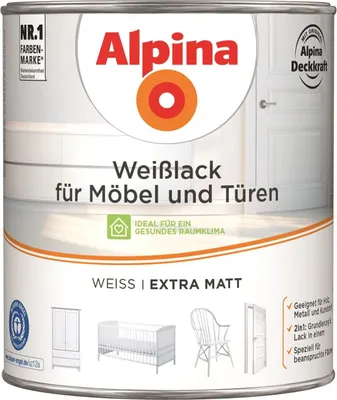 Produktbild von Alpina Weißlack für Möbel & Türen 2 L weiß extra matt