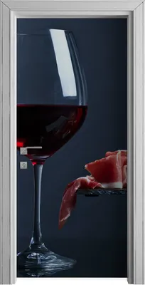 Produktbild von Tür Selbstklebende 90x210 cm Türfolie Türtapete Klebefolie - Jamon mit Rotwein