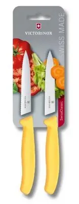 Produktbild von Victorinox Swiss Classic Schälmesser – 2 Stück – Spitze Klinge 10 cm – Gezackt / Gerade