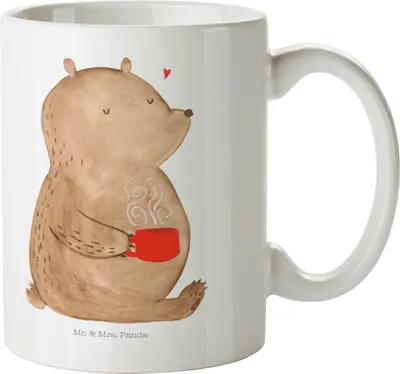 Produktbild von Mr. & Mrs. Panda Plastikbecher Bär Kaffee - Weiß - Geschenk, Bären, Kindertasse, Haferl, Camping Tasse, Motivation, Coffee, Pott, Teddy, Trinklernbecher, Guten Morgen