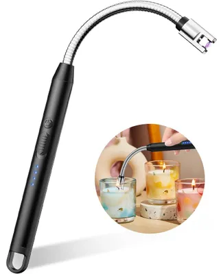 Produktbild von 2er Set Elektrisches Lichtbogen Feuerzeug USB C wiederaufladbar mit flexiblem 360° Hals und Sicherheitsverriegelung für Kerzen Grill BBQ