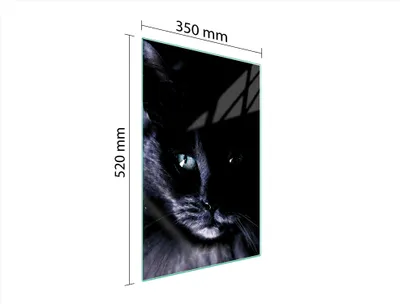 Produktbild von Herdabdeckplatte 35x52 Glaskeramikkochfeld Abdeckung Spritzschutz Glasplatte Deko Schneidebrett Katze Schwarz
