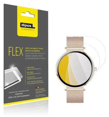 Produktbild von 2x Schutzfolie für Atopment 2026 1.32 Zoll Smartwatch Folie, 100% Displayabdeckung, dipos Flex