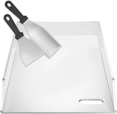 Produktbild von Famanu Grillplatte aus Edelstahl 30x40 cm mit Spatel - für Gas- und Kohlegrills