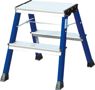 Produktbild von Krause Leiter 130082 Doppelklapptritt Rolly Blau 2x2 Stufen