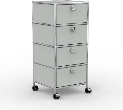 Produktbild von VERSEE Büro-Rollcontainer, Metall, 40 cm, 4 Schubladen, Lichtgrau