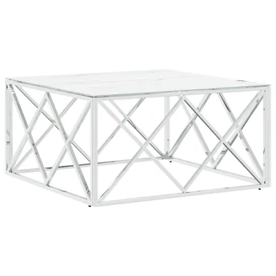 Produktbild von vidaXL Couchtisch Silbern 80x80x40 cm Edelstahl und Glas