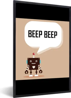 Produktbild von MuchoWow® Gerahmtes Poster Sprichwörter - Zitate - Piep piep - Roboter - Herz - Kinder - Jungen 60x90 cm - Poster mit Schwarzem Bilderrahmen Wandposter Rahmen Foto Bilder - Kunst