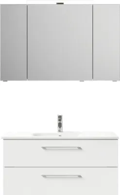 Produktbild von Pelipal Badmöbel-Set Sunline 121 BxHxT 110 x 200 x 46 cm Frontfarbe weiß hochglanz mit Mineralguss-Waschtisch, Waschtisc