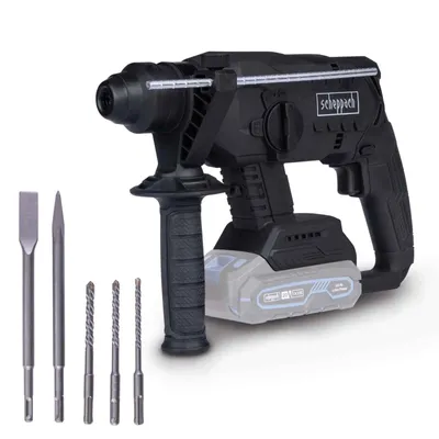 Produktbild von Scheppach Black Akku-Bohrhammer BC-BRH230BE-X | 2,2 J | 5500bpm | 20V | Brushless Motor | LED | inkl. zusätzlichem Griff & Tiefenanschlag aus Metall