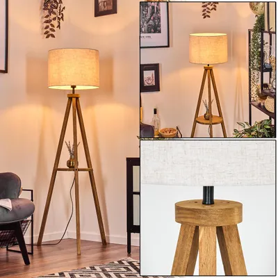 Produktbild von Schiavonea Stehlampe aus Holz/Stoff in Naturfarben/Beige, Höhe 153cm