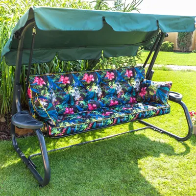 Produktbild von Gartenkissen, Kissen für Gartenschaukel mit Rückenlehne 120x50x55cm, Blattfarbe