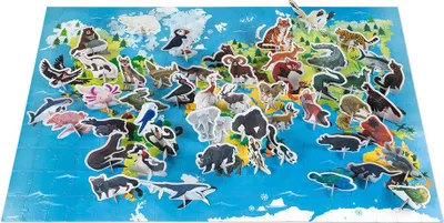 Produktbild von Janod Lernpuzzle - bedrohte Tiere - 200 Teile Kartonpuzzle