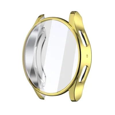A gold and clear smart case for a watch, shown against a white background.