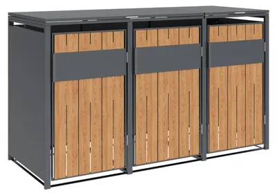 Produktbild von Westmann Varius 3 Metall Mülltonnenbox 3er 3x240 L Holzoptik