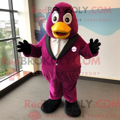 Produktbild von Magentafarbenes REDBROKOLY Pinguin-Maskottchenkostüm mit Oberhemd und Handschuhen