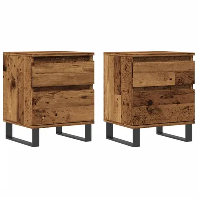Produktbild von "2026 MODERNE"Nachttisch 2er Set, für Schlafzimmer - elegantes Design - Nachtkommode - Altholz-Optik 40x35x50cm Holzwerkstoff - Nachttische & -schränke NeuMöbel279017