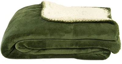 Immagine prodotto di Coperta in pile Unyqoos® 125x150 cm, verde scuro – soffice coperta in flanella con lato in Pelliccia sintetica, 100% poliestere