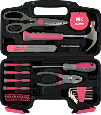 Produktbild von Kinzo Werkzeugsatz 39 Teile für den Hausgebrauch - Rosa