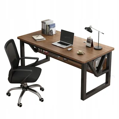 Produktbild von Biurko Gamingowe Ciemny Buk Nowoczesne Z Półką Industrialne Loft 120 Cm