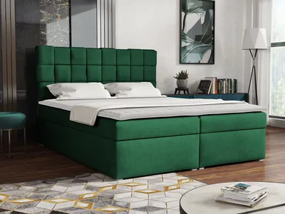 Obrázek produktu pro Kontinentální manželská postel 180x200 WARNOW 1 - zelená + topper