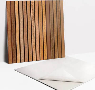 Produktbild von Fliesenaufkleber Set - 9 Stück Selbstklebende PVC Fliesen-Designs - Für Bad und Küche 30 x 30 - Holzlamellen