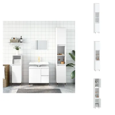 Zdjęcie produktu dla vidaXL Szafka łazienkowa biała 30x30x190 cm materiał drewnopochodny - Umywalki łazienkowe