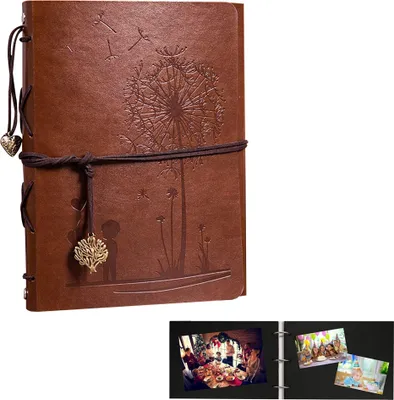 Zdjęcie produktu dla Album fotograficzny do samodzielnego zaprojektowania, albumy fotograficzne czarne strony fotoksiążka do wklejenia do albumu, vintage skórzany scrapbook walentynkowy prezent na rocznicę urodzin