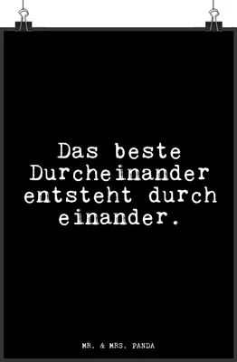 Produktbild von Mr. & Mrs. Panda Bild Das beste Durcheinander entsteht... DIN A4 - Schwarz - Geschenk, Ehe, Love, Wandbild, drucke, Valentinstag, Designposter, Kunstdruck, Chaos, Sprüche