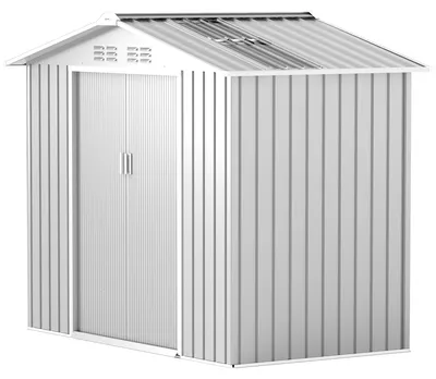 Produktbild von Gartenhaus 213 x 130 x 185 cm mit Schiebetš¹ren und Dachfenster zur Ger?teaufbewahrung, silbergrau