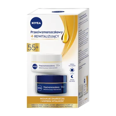 Obrázok produktu pre Nivea 2 Pack Przeciwzmarszczkowy+ Rewitalizujący krem na dzień i krem na noc 55+, 2x50ml
