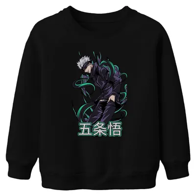 Produktbild von Jujutsu Kaisen Gojo 五条悟 Anime Otaku Geschenk Cool Kinder Sweatshirt Pullover, Schwarz, 152