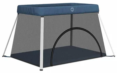 Immagine prodotto di vidaXL Box per bambini con materasso Tessuto di lino blu navy