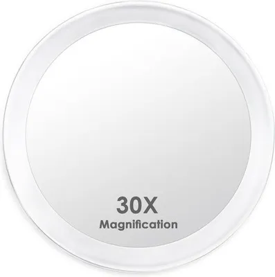 Obrázek produktu pro Zrcadlo s 30násobným zvětšením, kulaté zrcadlo o průměru 10 cm, s 3 přísavkami, vhodné pro domácnost, koupelnu a cestování, pro odstranění černých teček a pórů