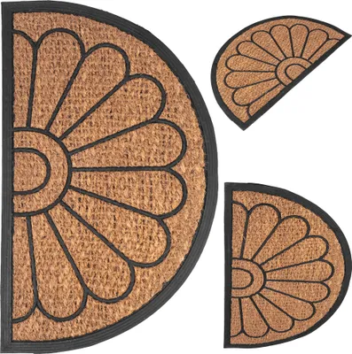 Immagine prodotto di Tappetino in cocco KADAX 45 x 75 cm, tappetino semicircolare in cocco e gomma, tappetino antiscivolo per esterni, tappetino antisporco con fondo in gomma