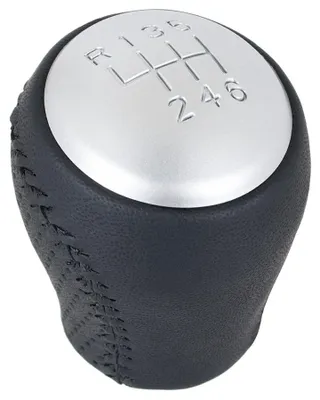 Image de Nissan Qashqai 06-13 Pommeau de levier de vitesses 6 rapports en cuir noir avec levier de vitesses argenté