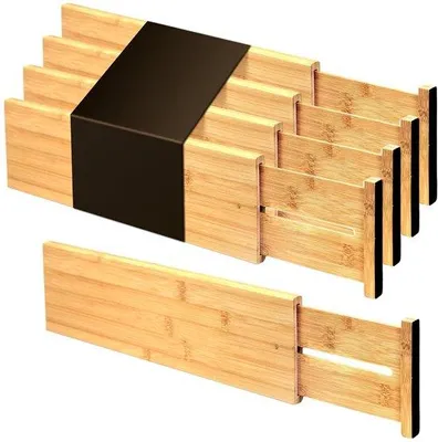 Produktbild von Verstellbare Schubladen-Organisierer Set 4-teilig Bambus
