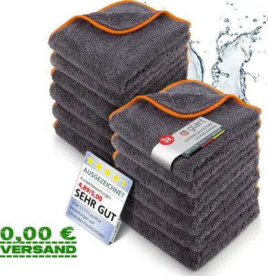 Produktbild von Glart 443TPO4 Auto Mikrofasertücher 12er Set, superweich kratzerfrei 40x40cm