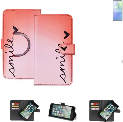 Produktbild von K-S-Trade Schutzhülle Handyhülle kompatibel mit Motorola G04s Hülle cover bookstyle Etui ''smile'' rot Standfunktion Kameraschutz (1Stk)