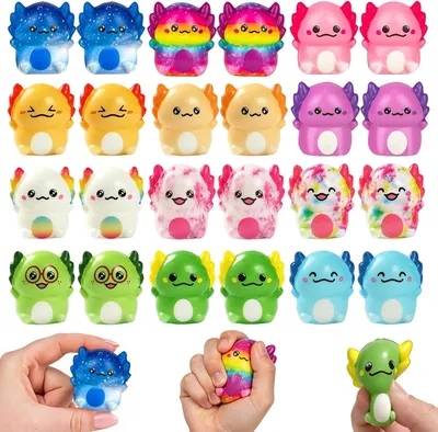Imagen del producto de Dieren - Set de 24 unidades - Juguetes squishy - Juguetes antiestrés para apretar - Animales squishy de estilo kawaii - Juguetes antiestrés