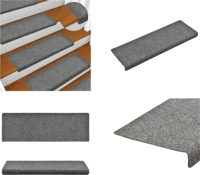 Produktbild von vidaXL Treppenmatten 15 Stk. Nadelvlies 65x21x4 cm Hellgrau - Stufenmatte - Stufenmatten - Treppenmatten - Treppenstufenmatten