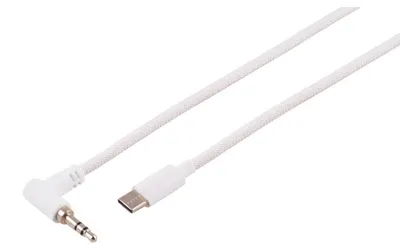 Produktbild von S-IMPULS USB-C zu AUX Audiokabel analog, 3.5mm Klinke, gewinkelt, weiß - Länge: 0,9m