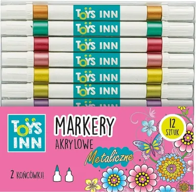 Productafbeelding van Metallic acrylmarkeerders, dubbelpuntig, 12 stuks