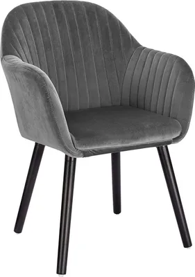 Produktbild von WOLTU Esszimmerstuhl,Wohnzimmerstuhl ,Polsterstuhl mit Armlehnen, Holzbeine, aus Samt, Dunkelgrau