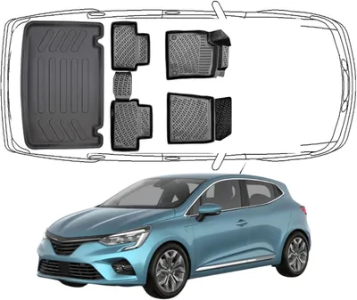 Produktbild von 3D Fußmatten & fester Boden Kofferraumwanne Auto Set Kompatibel mit Renault Clio 5 HB 5 2019 - 2024