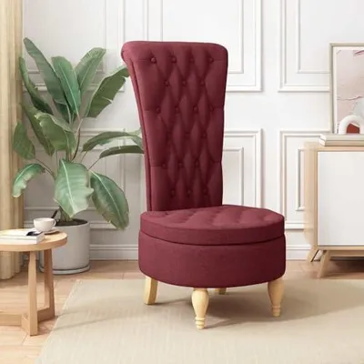 Produktbild von Weinroter Schlafsessel aus Stoff, 56,5 x 70 x 110 cm, mit Rückenlehne und abnehmbarem Sitzkissen, Akzentstuhl für Schlafzimmer, Wohnzimmer und Büro